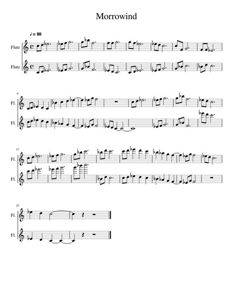 Morrowind Theme For Flute Easy Sheet Music For Flute