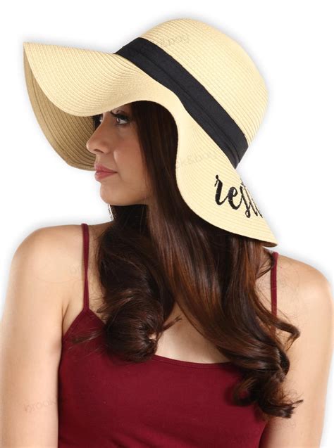 Floppy Beach Sun Hat For Women Vacation Honeymoon Embroidered Straw