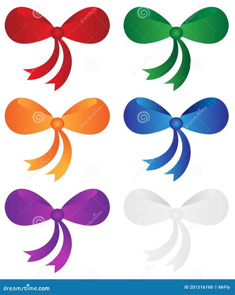 Set Of 6 Colourful Realistic Present Bows Vector Illustration Stock