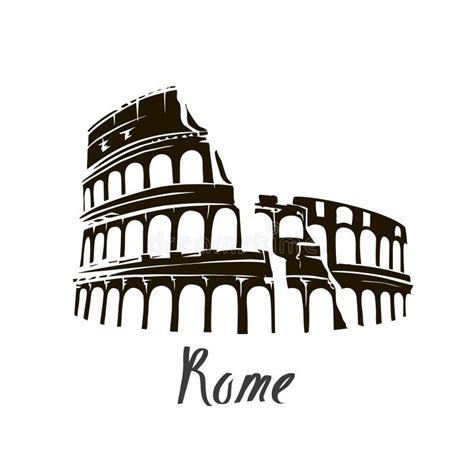 Bianco Nero Di Roma Colosseum Illustrazione Vettoriale Illustrazione