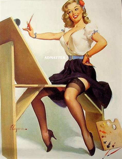Gil Elvgren Pin Up Poster Artist Painting Sexy Hot Legs In Stockings Heels Contemporary