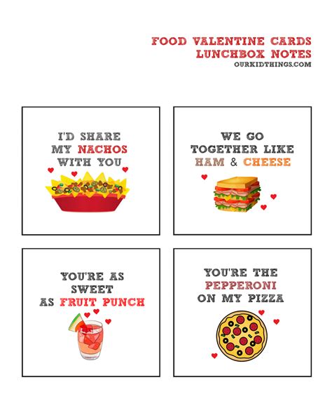 Free Printable Food Valentine Cards Our Kid Things