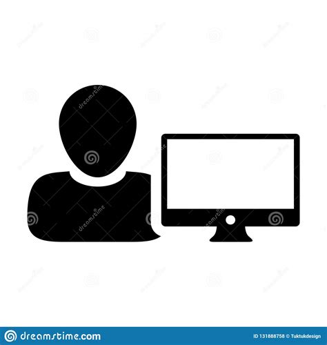 Admin Icon Vector Male Person User With Computer Monitor Screen Avatar