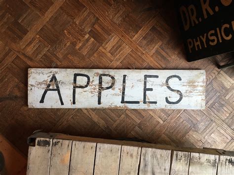 Large Antique Hand Painted Orchard Sign Vintage Apples Sign Hand