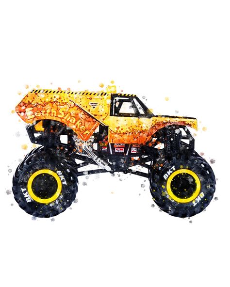 Earthshaker Prints Monster Truck Watercolor Kids Room Wall Etsy Canada