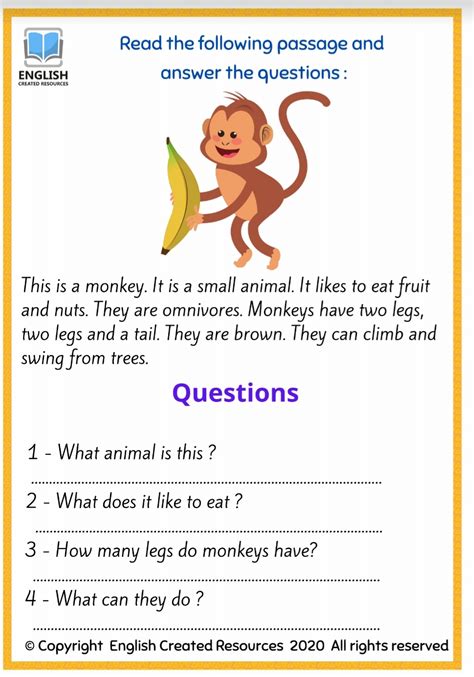 Reading And Writing Worksheets Animals English Created Resources