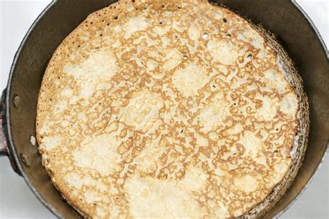 Pancake On Old Cast Iron Skillet Stock Photo Image Of Breakfast