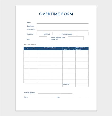 Overtime Sheet Template 5 For Word Excel And Pdf Format