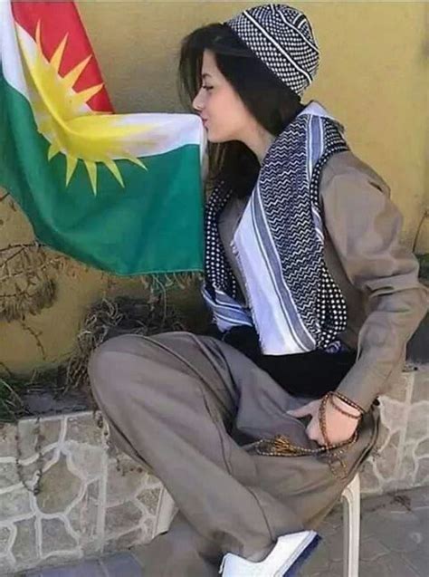 Kurdish Girl With Kurdistan Flag
