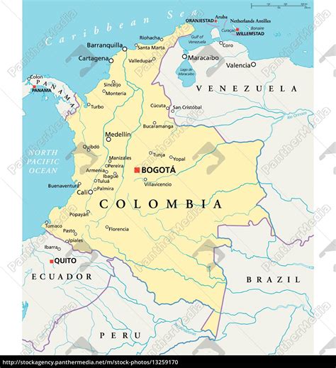 Colombia Mapa Político Stockphoto 13259170 Agencia De Stock