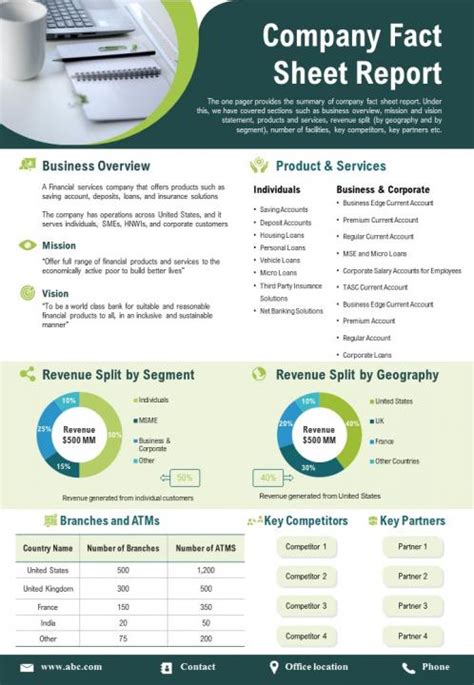 Updated 2023 Top 10 One Page Company Fact Sheet Templates