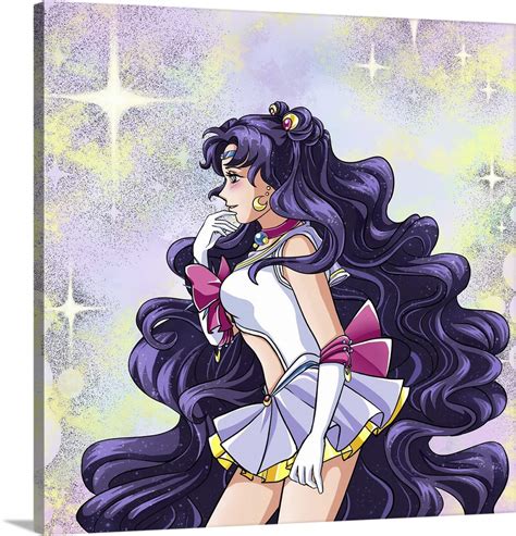 Sailor Moon Purple Hair Warrior Girl Wall Art Canvas Prints Framed