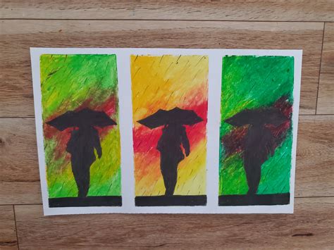 How To Draw A Rainy Scenery 7 After Work Is Over Simple Oil Pastels