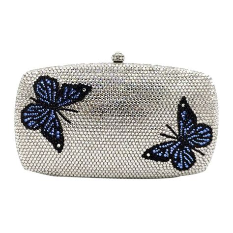 Butterfly Crystal Bridal Silver Clutch Evening Bags