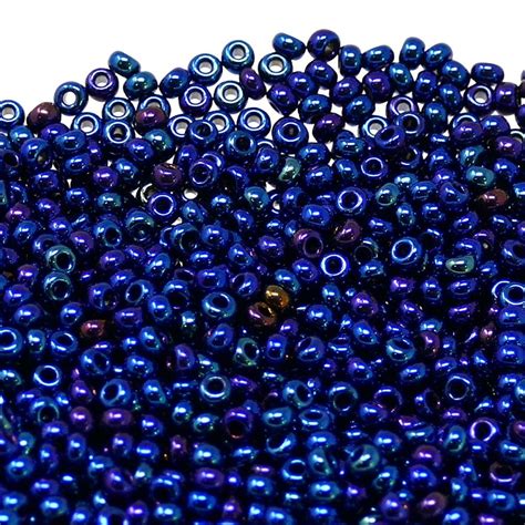 Preciosa Seed Beads 80 Metallic Blue Iris 20g Beads And Beading
