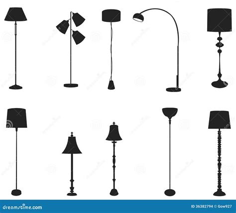Sets Of Silhouette Floor Lamps Create By Vector Stock Vector