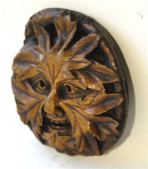 Green Man Medieval carving Greenman Gothic pagan wall plaque Hand Made