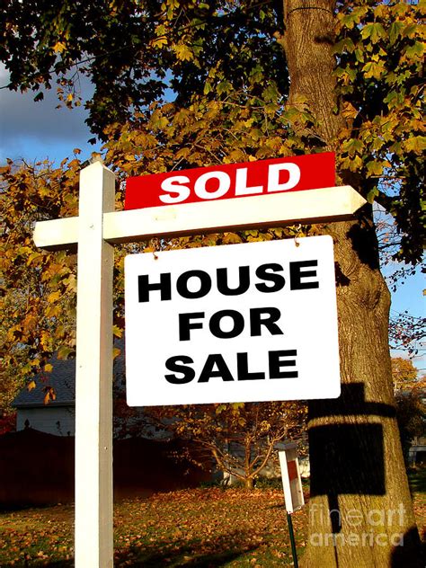 Real Estate Sold And House For Sale Sign On Post Photograph By Olivier