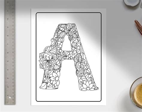 26 Floral Alphabet Letters Coloring Pages Printable Coloring Etsy Canada