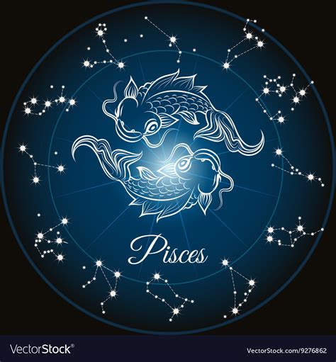 Zodiac Sign Pisces Royalty Free Vector Image Vectorstock