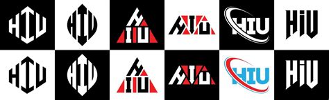 Hiu Letter Logo Design In Six Style Hiu Polygon Circle Triangle