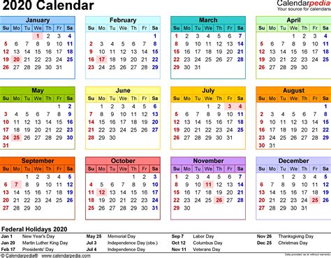 Free 2020 Printable Calendars Without Downloading