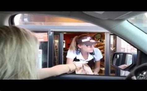 He Pulls Up To The Drive Thru Window But When The Cashier Turns Around