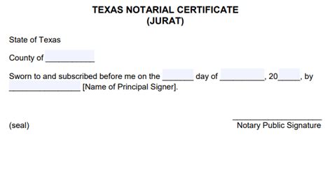 Free Texas Notarial Certificate Jurat Pdf Word