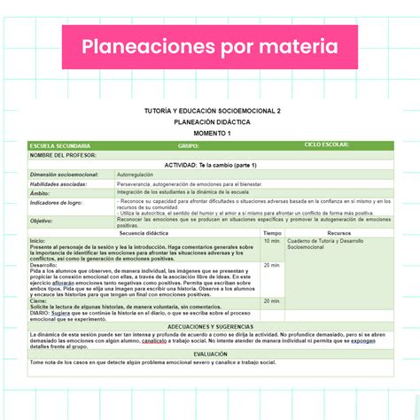 Planeación Tutoría Y Educación Socioemocional 2° Plan 2017 Hediec Digital