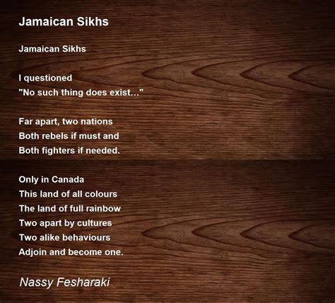 Jamaican Sikhs By Nassy Fesharaki Jamaican Sikhs Poem