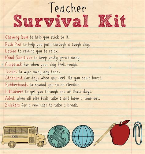 Printable Teacher Survival Kit Printable World Holiday