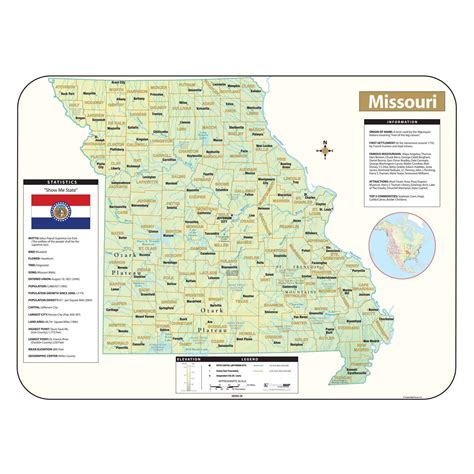 Missouri Shaded Relief Map Shop Classroom Maps