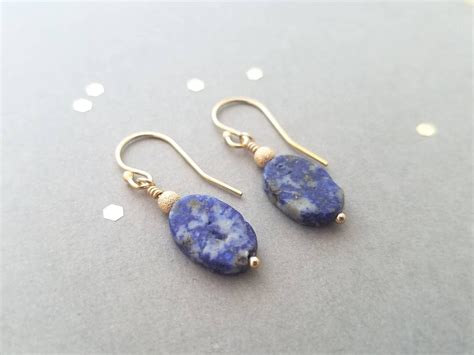 14k Gold Filled Lapis Lazuli Earrings Leverback Or French Wire