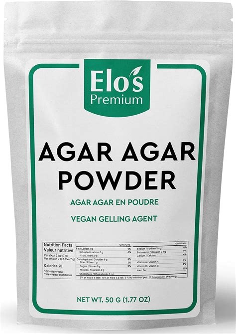 Agar Agar Powder By Elos Premium 50 G Packaged In Canada Vegan