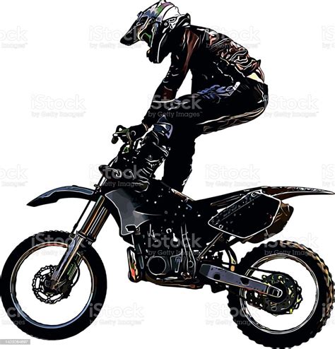 Ilustración De Imagen Vectorial De Color De Un Motociclista Realizando