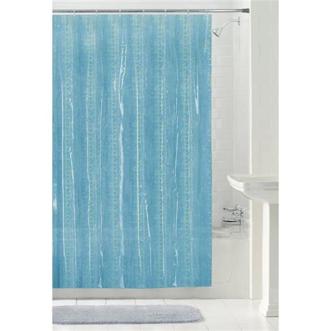 Mainstays Luminous Reflective Pattern Peva Shower Curtain Aqua 70 X
