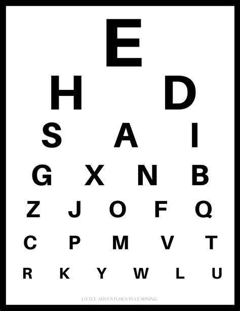 Letter Match Eye Chart Letter Matching Eye Chart Alphabet Matching