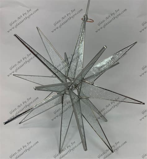 Moravian Star Tree Topper Clear Glue Chip Glass 18 Point Christmas T
