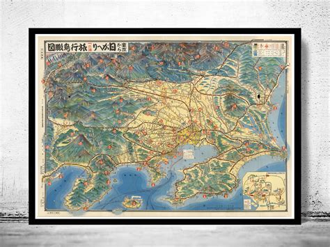 Historical, demographical and economical maps of japan (g. Old Map of Tokyo Japan 1932 Vintage Map - VINTAGE MAPS AND PRINTS