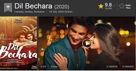 7 best shows on disney+ hotstar that have an imdb rating of 8 and above. Dil Bechara IMDb rating| Sushant Singh Rajput's Dil ...