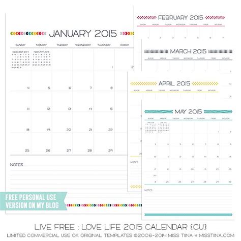 Live Free Love Life 2015 Calendars Free Printables