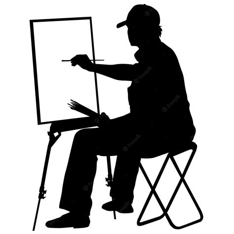 Premium Vector Silhouette Artist At Work On A White Background Vector