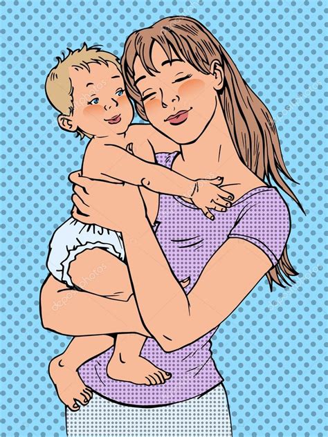 Imágenes Dibujo Madre Con Bebe En Brazos Mujer De Mamá