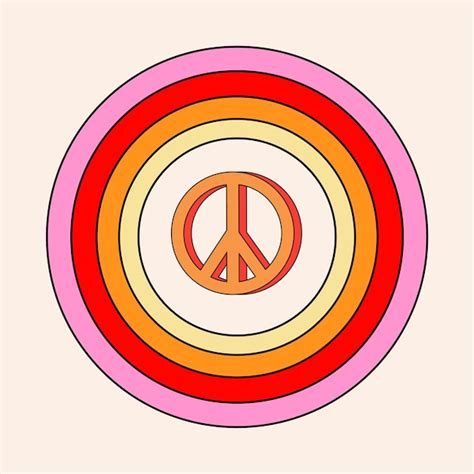 Premium Vector 1970 Retro Peace Symbol 70s Groovy Stickers