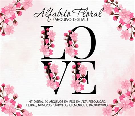 Alfabeto Floral Rosa Kit Digital Elo7 Produtos Especiais