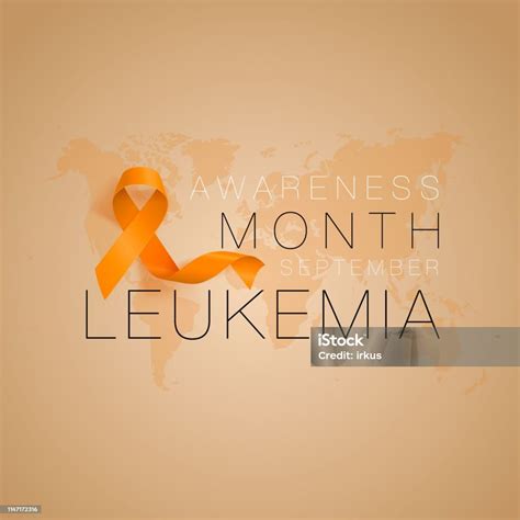 Leukemia Awareness Calligraphy Poster Design Realistic Orange Ribbon