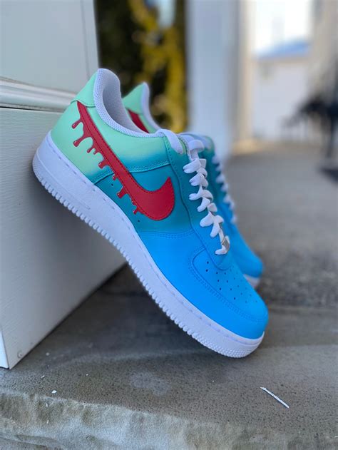 Custom Hand Painted Nike Air Force 1s Fade Drips Etsy