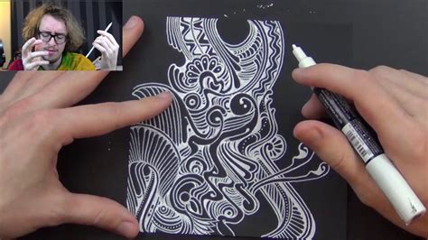 White Pen On Black Paper Doodle Youtube