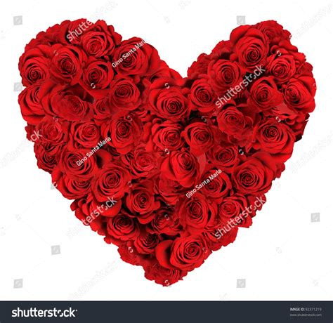 Heart Shaped Bouquet Of Red Roses Isolated Over White