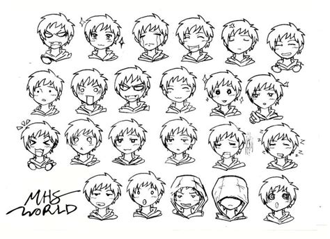 Anime Chibi Face Expressions Boy Drawing Guides Pinterest
